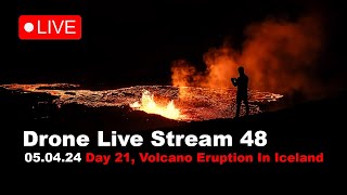 LIVE 050424 Day 21 New volcano eruption in Iceland drone live stream [upl. by Pearlman763]