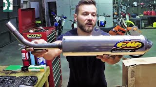 How to install FMF Turbine Core 2 silencer  KTM 250 SX [upl. by Ainahtan817]