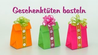 basteln mit Papier Papiertüten  Geschenktüten falten DIY [upl. by Yarw]