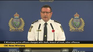 3 Winnipeg police officers charged with theft breach of trust other offences [upl. by Jadwiga606]