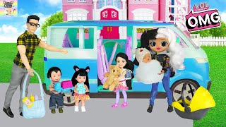 👶 FAMILY TRIP WITH KIDS amp BABY 🍼  OMG DOLL Dollie LOL Morning Family Routine Dreamhouse Adventure [upl. by Ayomat344]