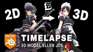 3D Model  Ellen Joe ZZZ  Blender Timelapse [upl. by Yrrum134]