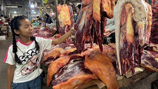 Market show  Chef pich buy beef ribs amp beef tail to cook with 2 recipes  Cooking with Sreypich [upl. by Solracesoj993]