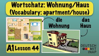 A1 German lesson 44  Learn German Vocabulary  Wohnung amp Haus  Apartment amp house [upl. by Lorri]