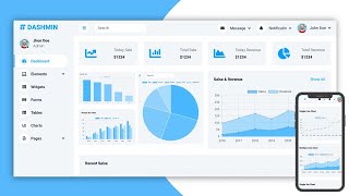 Responsive Admin Dashboard Using HTML CSS And JavaScript  Admin Dashboard Design [upl. by Palua350]