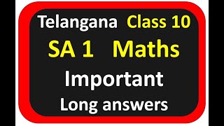 10th maths sa1 important questions 2024  maths sa1 question paper 2024 10th class [upl. by Akirea]