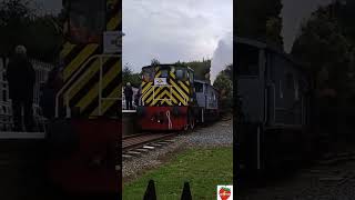 2130 peckett and 02 diesel pulling back into the station at the Northampton Ironstone Railway short [upl. by Ellerrehc]