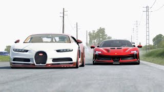 POV Ferrari SF90 XX Stradale vs Bugatti Chiron at Old SPA [upl. by Arrol]