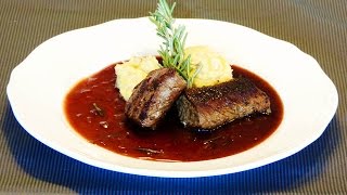 Lammfilet an PortweinSauce mit DattelnPolenta  Laz uns kochen [upl. by Yrmac]