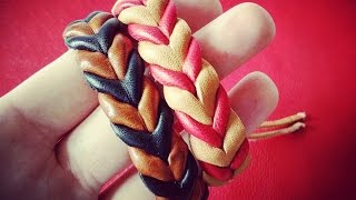 Cómo HACER PULSERAS de CUERO SIMULANDO una TRENZA paso a paso Curso básico de cuero Diy Leather [upl. by Enreval]