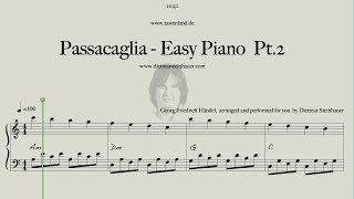 Passacaglia Pt 2  Easy Piano  Georg Friedrich Händel [upl. by Yenahteb]