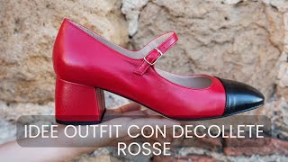 IDEE OUTFIT CON LE DECOLLETE ROSSE CON TACCO BASSO E CINTURINO  IDEE OUTFIT AUTUNNO INVERNO [upl. by Anaile]