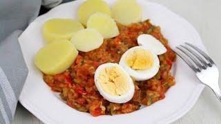 🥚🥔🍅PISTO con HUEVO duro y PATATA en Thermomix🍅🥔🥚  Receta sana con Thermomix [upl. by Caddric]