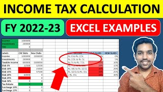 Income Tax Calculation 202223  How To Calculate Income Tax FY 202223 Excel Examples  Tax Slabs [upl. by Nylirad]