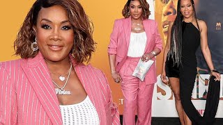 quotVivica A Fox stuns in bedazzled pink suit Regina King rocks sexy LBD Shirley Premiere LAquot [upl. by Grubman70]