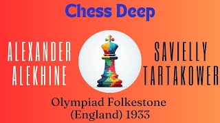 Alexander Alekhine vs Savielly Tartakower Olympiad Folkestone England 1933 [upl. by Attenev]