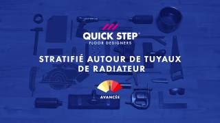 Pose dun sol stratifié autour de tuyaux de radiateur  Tutoriel QuickStep [upl. by Enerehs838]