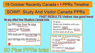 19 October Canada PPR Timeline Today  SOWP Study and Visitor visas PPR request timeline Canada [upl. by Adiazteb542]