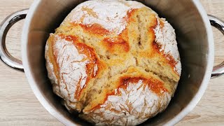 Einfaches Brot aus NUR 4 Zutaten im Topf  Brot ohne Kneten  auch für Anfänger 🍞💥 [upl. by Surad]