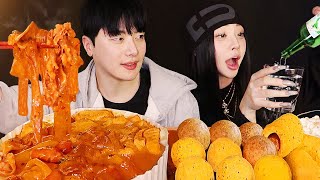 여동생이랑 엽떡 마라로제 떡볶이 먹방 🔥 ft 깡소주 뿌링치즈볼 뿌링핫도그 콘마요 리얼사운드 엽떡 신메뉴 꿀조합 Mala Rosé Tteokbokki Mukbang asmr [upl. by Oine629]