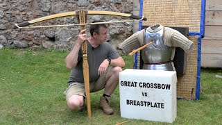 Medieval 1250 lb Great Horn Composite Crossbow vs Breastplate [upl. by Moberg877]