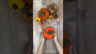 Knit pumpkin stem and leaf knittingmachine diy circularknittingmachine shorts craft yarn [upl. by Jaan]