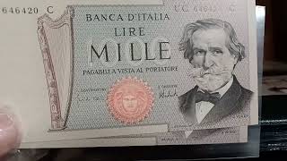 Banconota 1000 Lire Italiane Giuseppe Verdi II Collezione Cartamoneta Numismatica [upl. by Hcnarb]