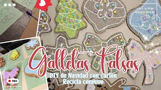 🎄 DIY GALLETAS FALSAS CON CARTÓN🎄RECICLA CONMIGO 🎄DIY DE NAVIDAD 🎄navidad2024 christmas2024 [upl. by Gerardo]