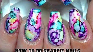 How to do Sharpie marble nails [upl. by Tansy]