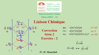 Liaison chimique SMPC S2 Série2 Ex2 partie 1 [upl. by Marje]