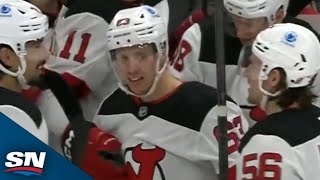 Devils Jesper Bratt Notches His Second Career Hat Trick [upl. by Aelegna423]