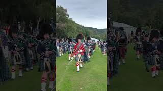 drummajor leads Ballater pipeband marchingband out of the 2024 Ballater highlandgames shorts [upl. by Tarrel274]