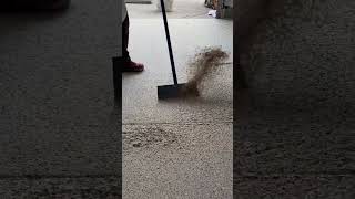 Quartz stone floor shoveling process Good tools and machinery can increase work efficiency [upl. by Rawdan]