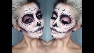 Sugar Skull Makeup Tutorial  Jamie Genevieve [upl. by Ahsille]