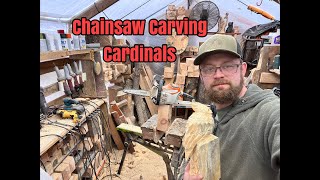 chainsaw carving Cardinals [upl. by Sixel841]