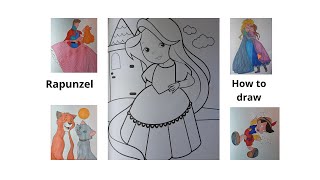 How to draw a Rapunzel in color DIY Teach children to draw For kids and parents [upl. by Meehyrb]