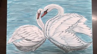 Graceful SWANS Painting Tutorial [upl. by Illac]