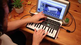 Keyscape on Akai MPK Mini Performance  Using Drum Pads for Bass Parts [upl. by Frerichs83]