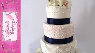 Pastel Pink and Navy Blue decorated Wedding Cake [upl. by Imef]