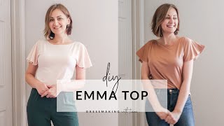 DIY Flutter Sleeve Top  FREE EMMA SEWING PATTERN  Dressmaking with Tiana [upl. by Aubry836]