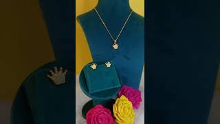 2 Gm Gold Plated AD Pendent Queen Chain With Earing Antique collection [upl. by Iyre]