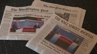 BidenTrump Debate US newspapers frontpages  AFP [upl. by Ellehctim]