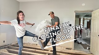 Closing up the crawl space with the new subfloor [upl. by Body]