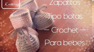 Zapatitos tipo bota para bebe a crochet diestro [upl. by Vivica]