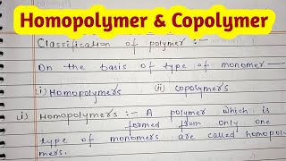 Homopolymer and copolymer polymer UNILCLASSES [upl. by Phila961]