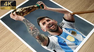 Colored Pencil Drawing Messi with the World Cup Trophy [upl. by Simpkins]