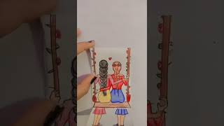 sisters drawing treadingslinding artyoutubeshorts 🥰🥰🥰 [upl. by Solita154]