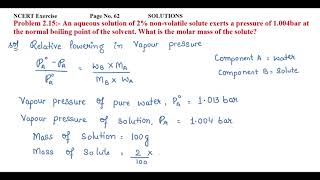 An aqueous solution of 2 nonvolatile solute exerts a pressure of 1004bar at the normal boiling [upl. by Dougy]