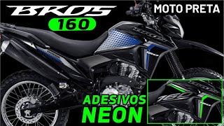 BROS 160  Que TOP ficou estas NOVAS BROS Preta com estas Personalizações de Adesivos Neon [upl. by Hallsy900]