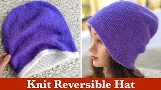 Knit Reversible Two Colors Hat [upl. by Samella]